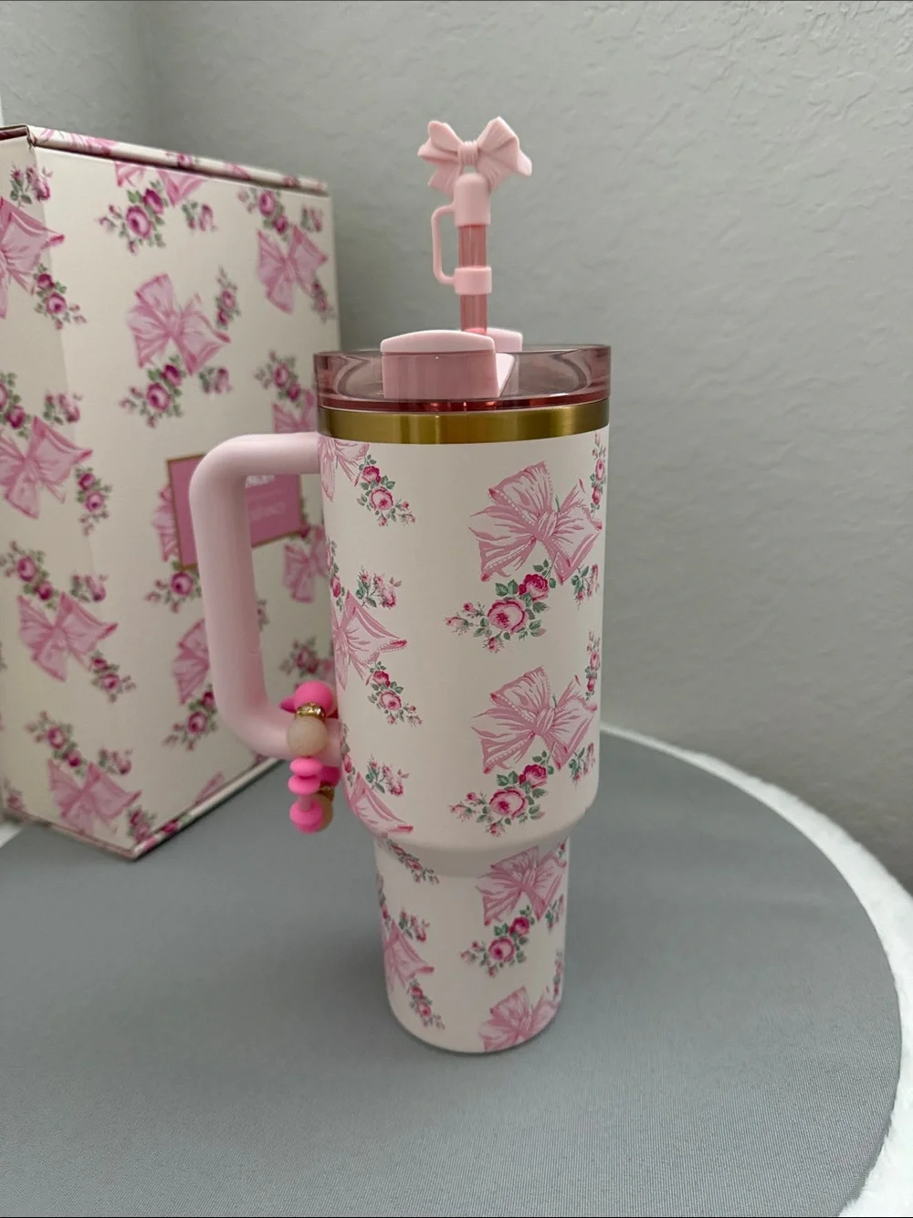 EUC Stanley Love Shack Fancy Rosa Beaux Pink 40oz Tumbler - Picture 3 of 12